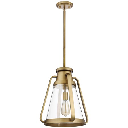 Nuvo Everett 1-Light 14-Inch Pendant - Natural Brass with Clear Glass 60/7563
